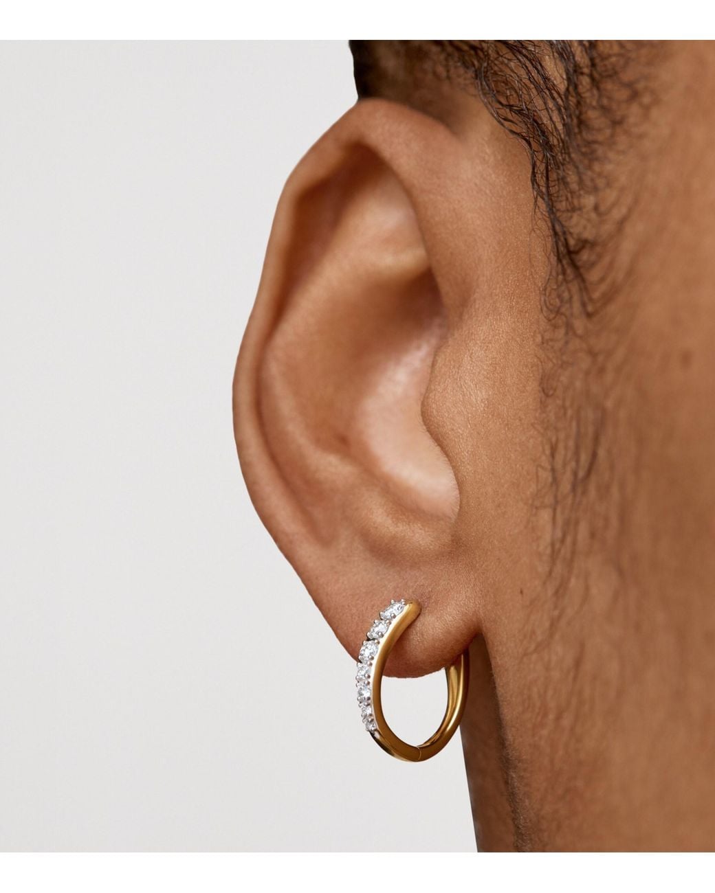 Monica Vinader Metallic Small Vermeil And Diamond Riva Hoop Earrings