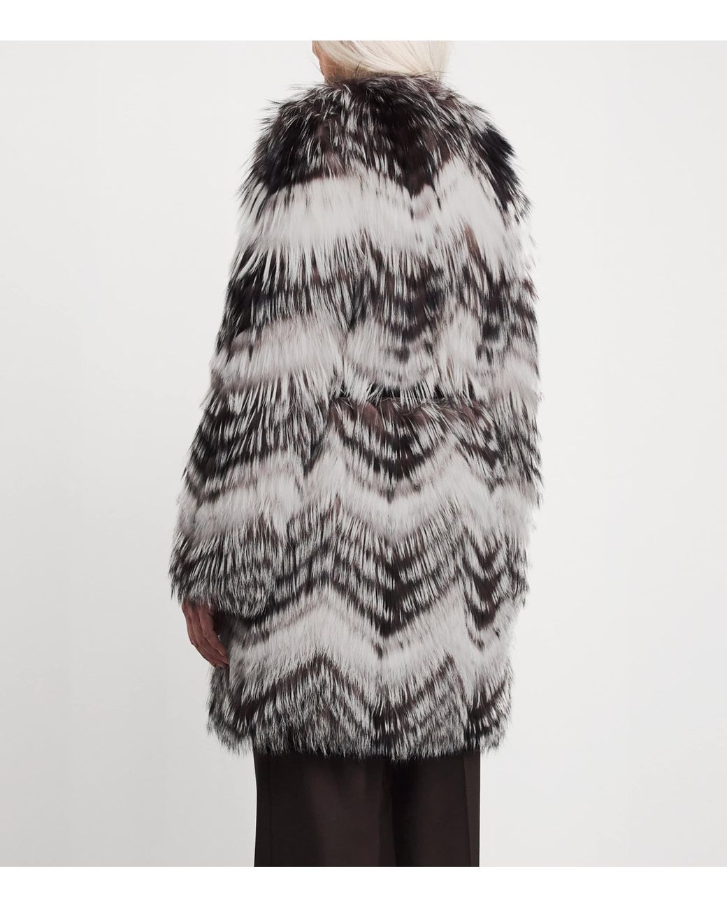 Yves Salomon Gray Fox Fur-Wool Belted Coat