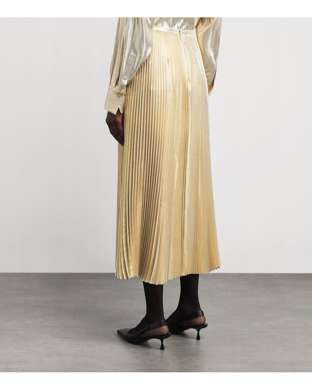 Joseph Natural Silk-Blend Lamé Essai Midi Skirt