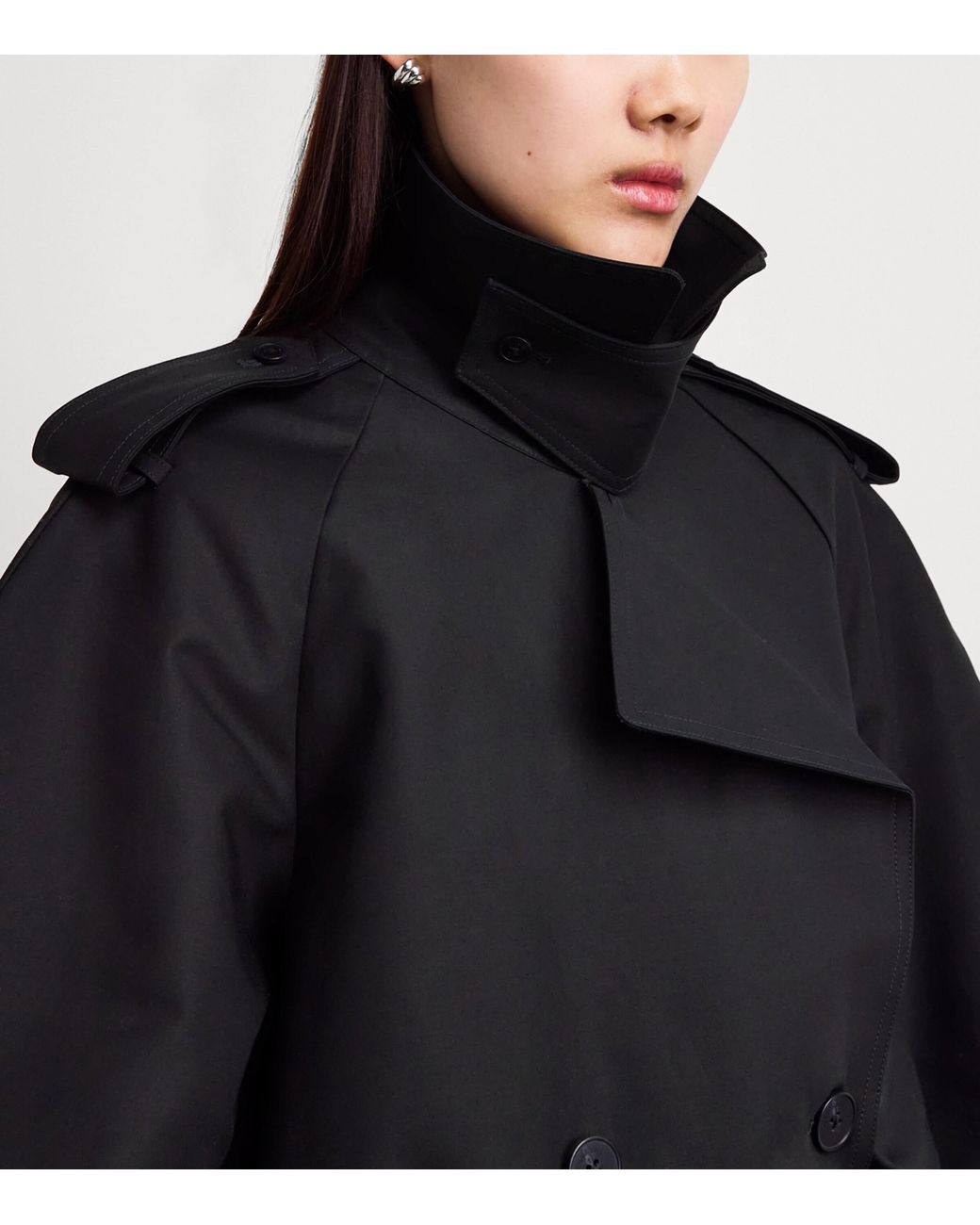 Anine Bing Black Cotton Pascale Trench Coat