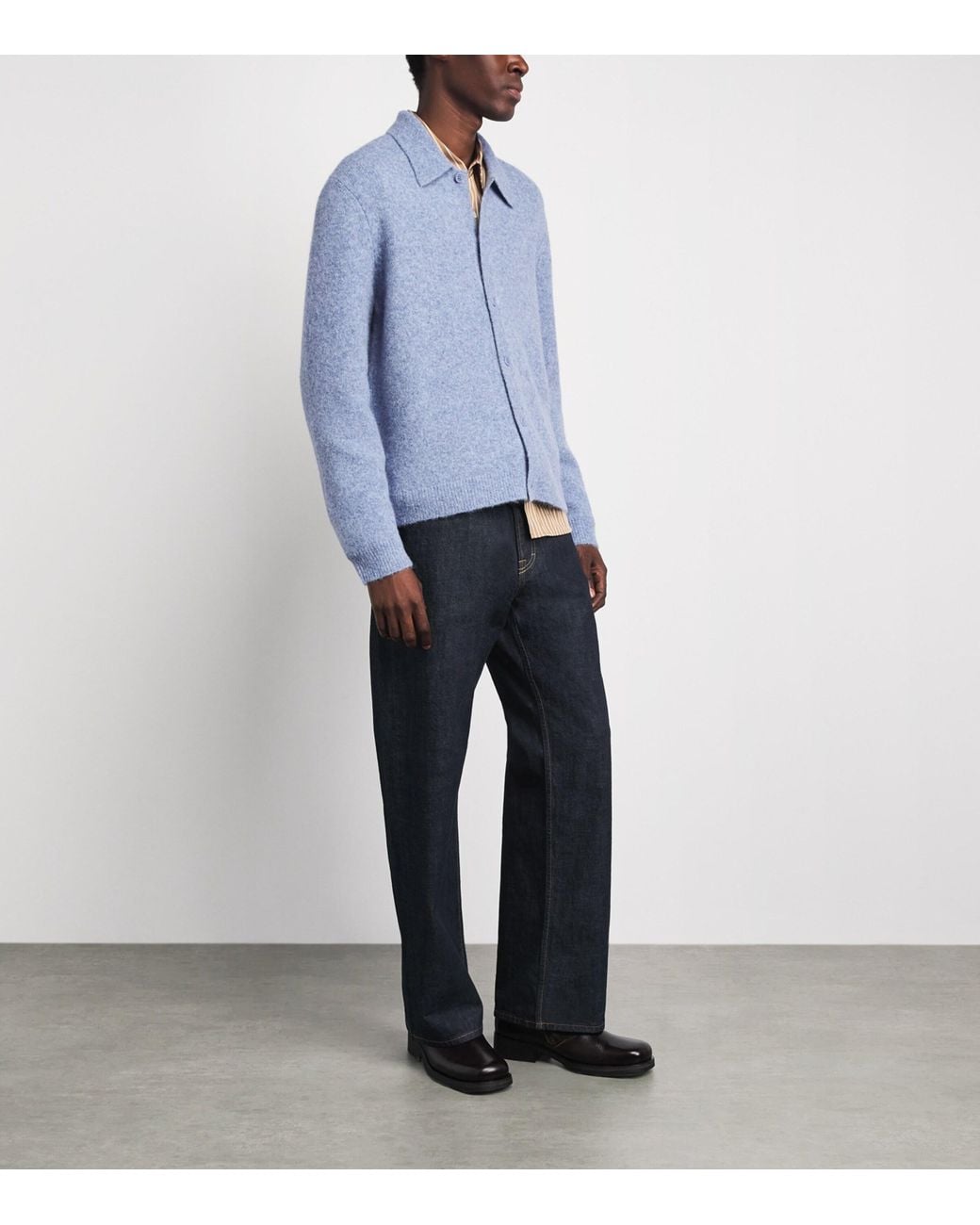 Wax London Blue Wool-Blend Tristan Cardigan for men