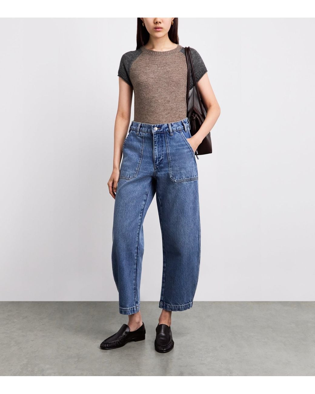 ME+EM Gray Merino Wool-Cashmere-Silk Sweater Top