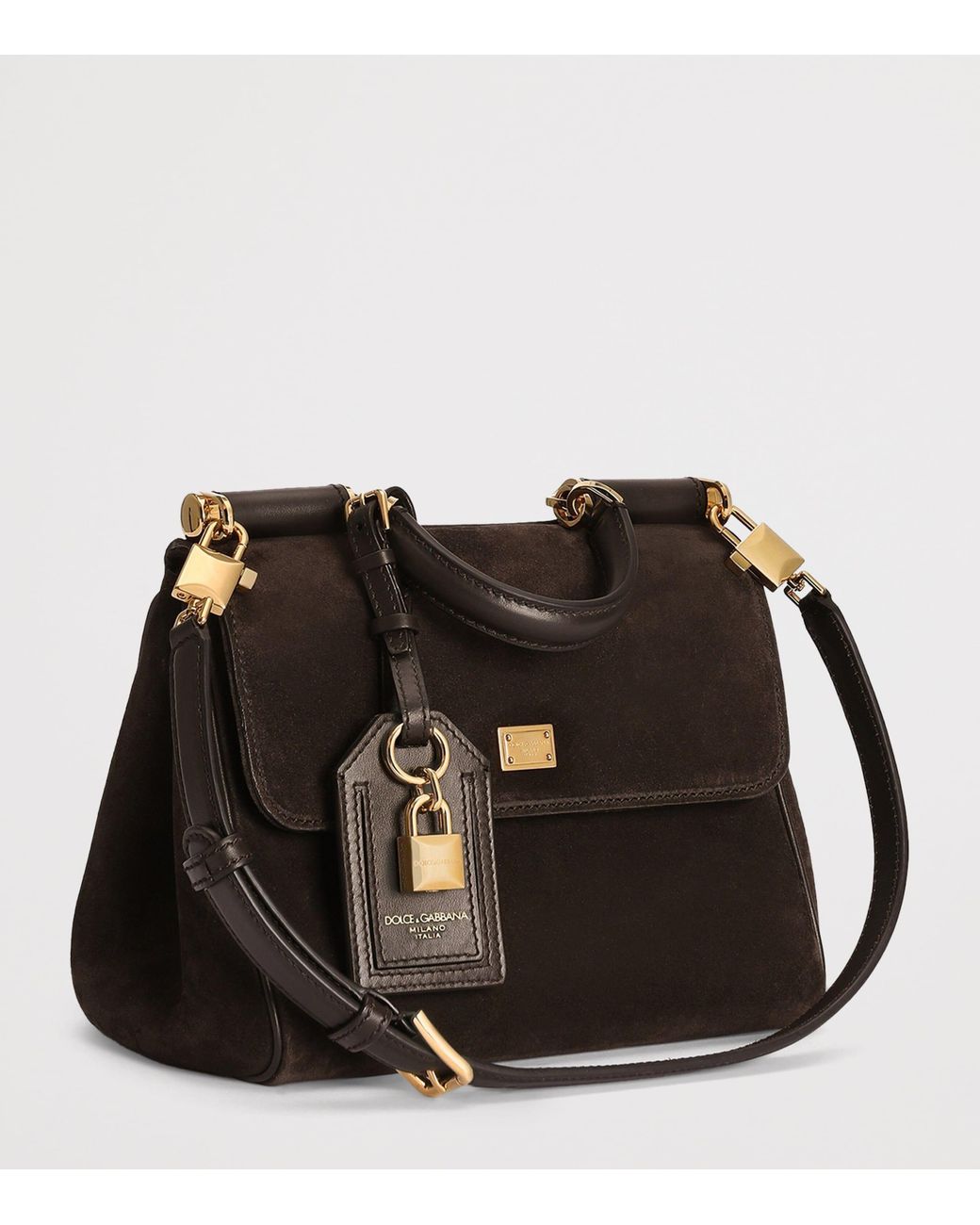 Dolce & Gabbana Black Suede My Sicily Top-Handle Bag