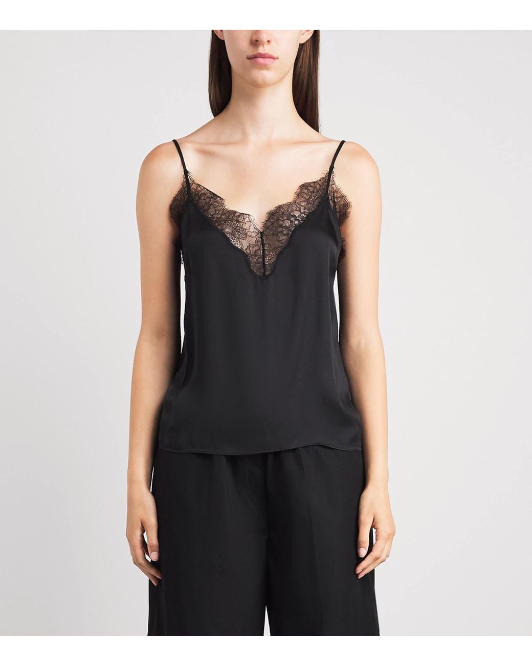 Anine Bing Black Silk-Blend Mael Cami Top
