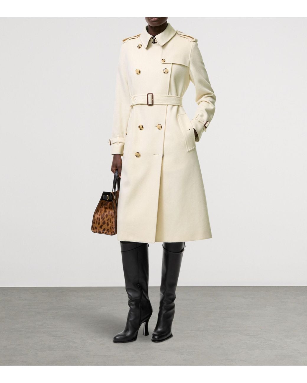 Burberry Natural Cashmere Long Kensington Trench Coat