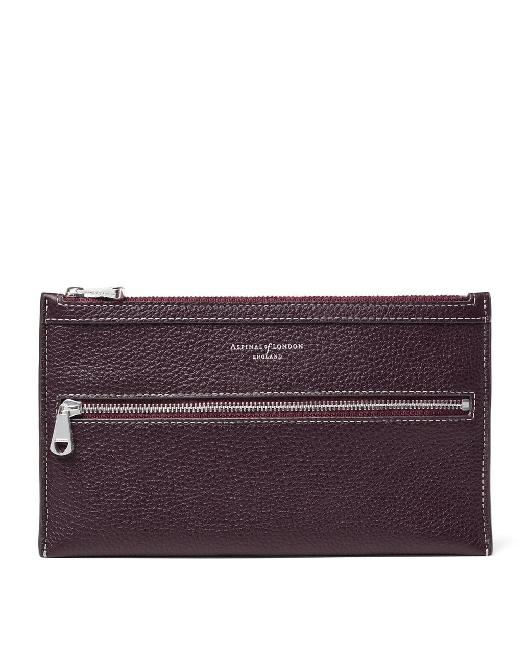 Aspinal Purple Grained Leather Hudson Travel Pouch for men
