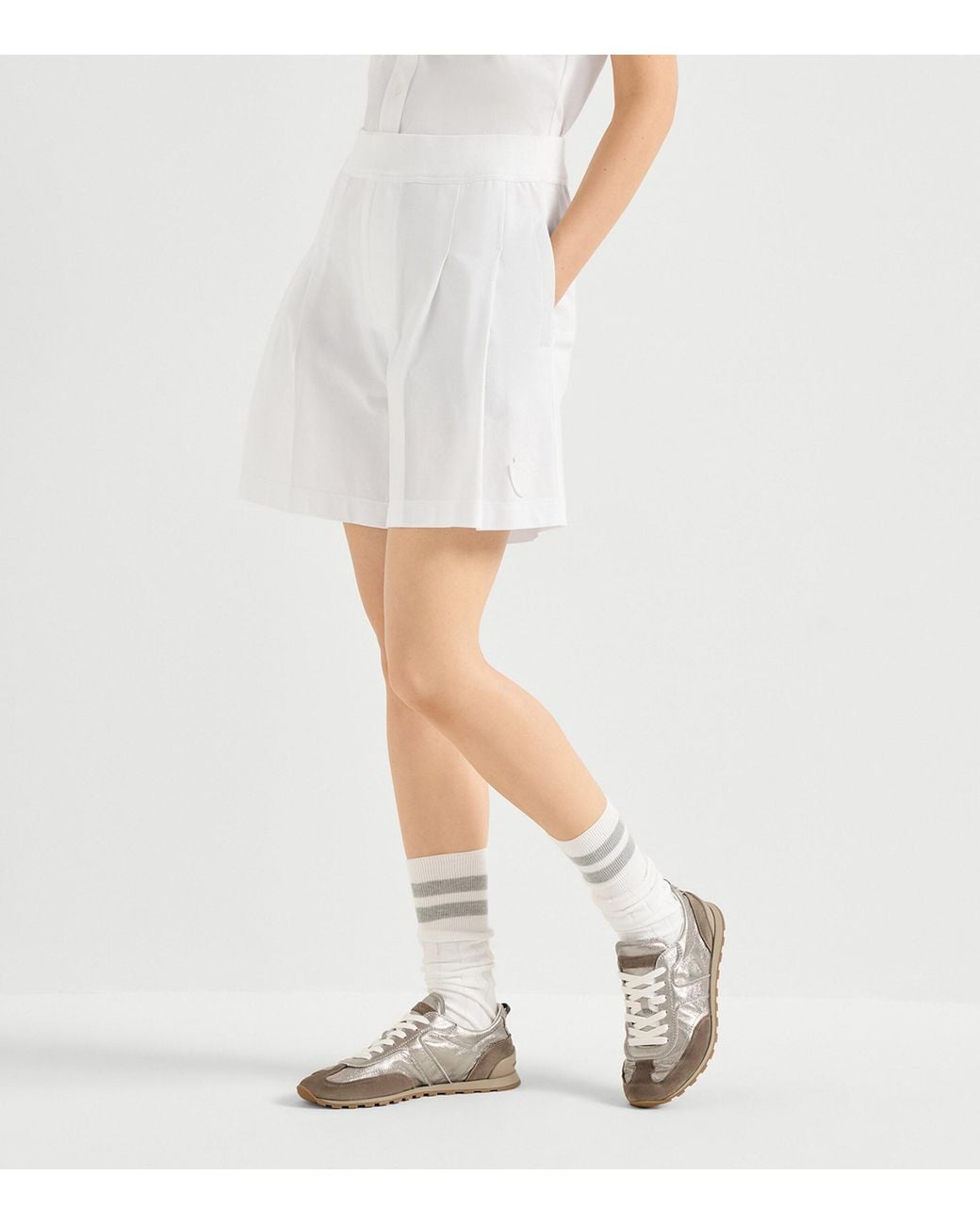 Brunello Cucinelli White Cotton-Blend Piqué Bermuda Shorts