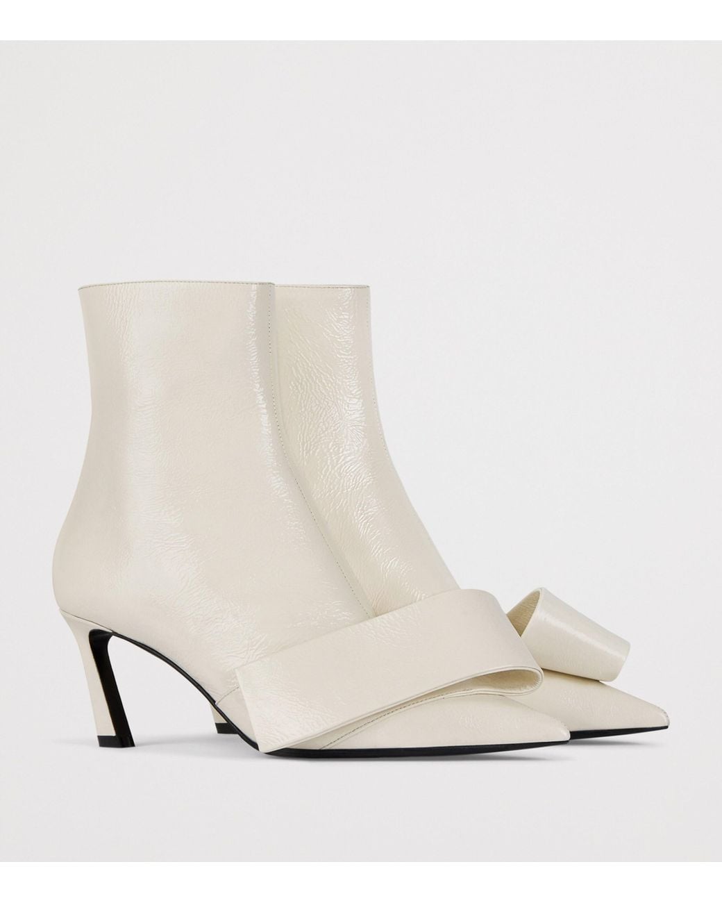 Givenchy White Leather Twisted Ribbon Ankle Boots 65