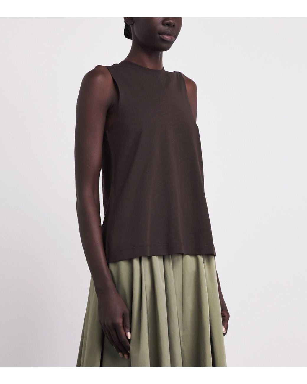 ME+EM Brown Organic Cotton Swing Tank Top