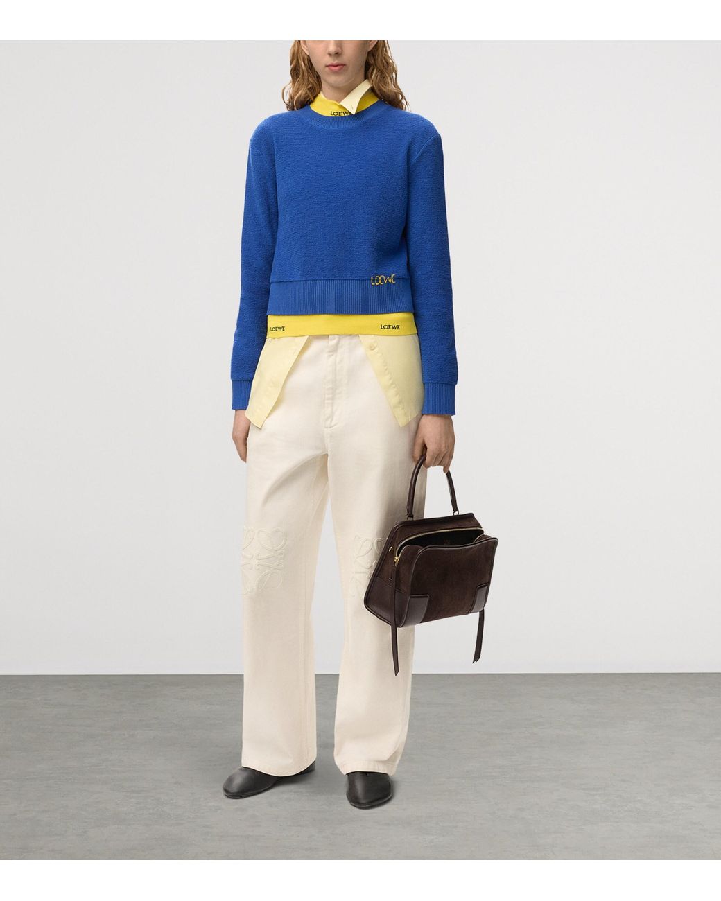Loewe Blue Wool-Blend Embroidered Sweater