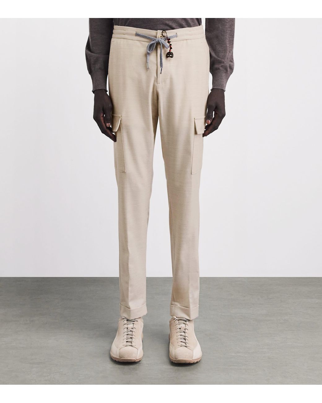 Marco Pescarolo Natural Stretch-Cashmere Drawstring Cargo Trousers for men