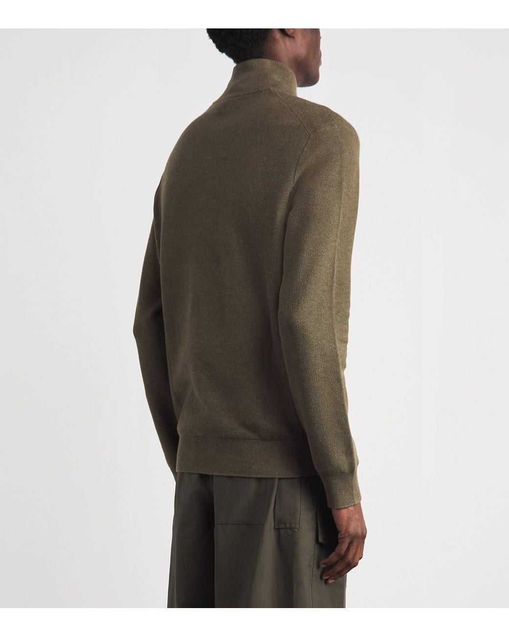 Polo Ralph Lauren Green Cotton Quarter-Zip Sweater for men