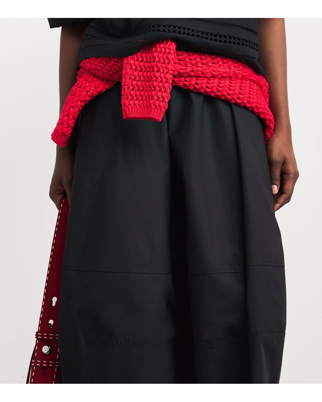 Polo Ralph Lauren Black Cotton Cocoon Midi Skirt