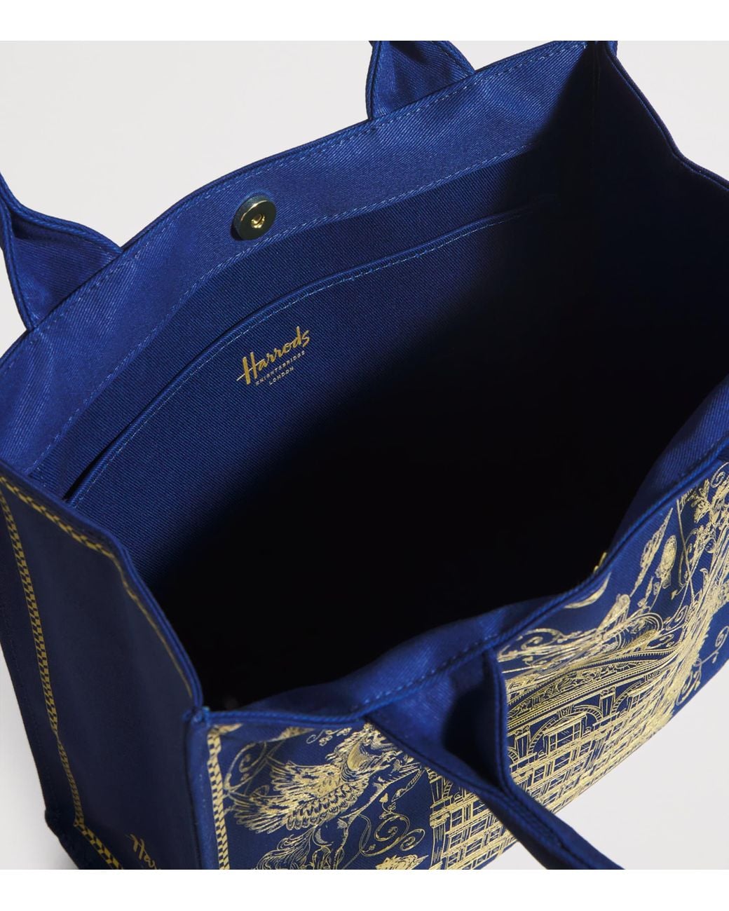 Harrods Blue Small Building Shopper Bag