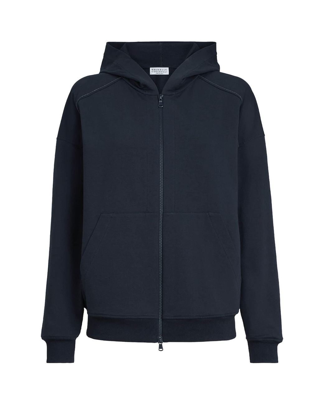 Brunello Cucinelli Blue Stretch-Cotton Zip-Up Hoodie