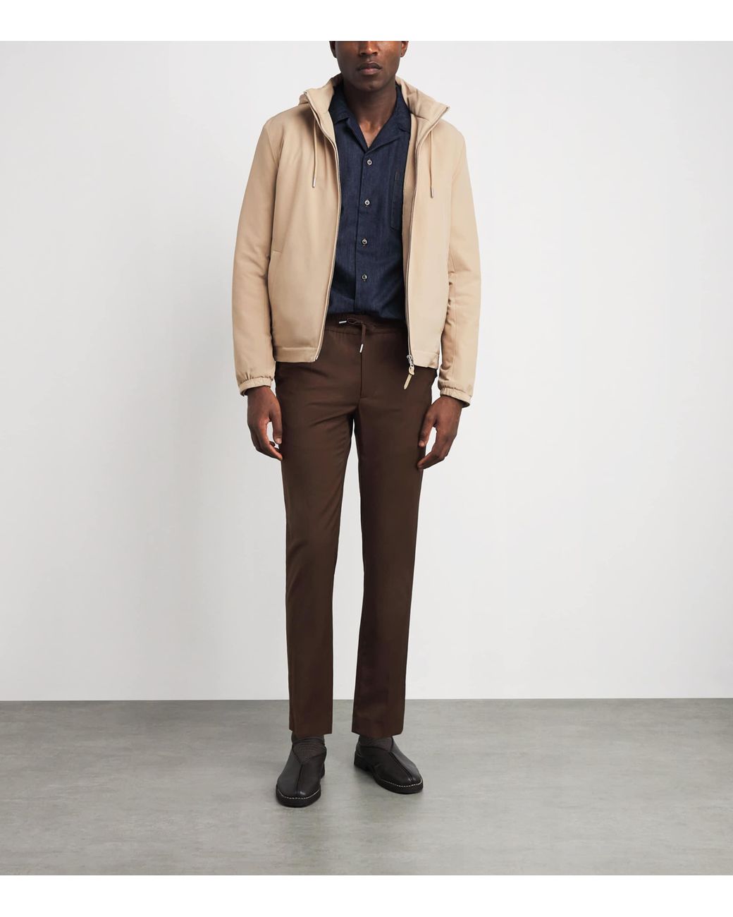 Sandro Natural Hooded Quilted Zip-Up Jacket for men