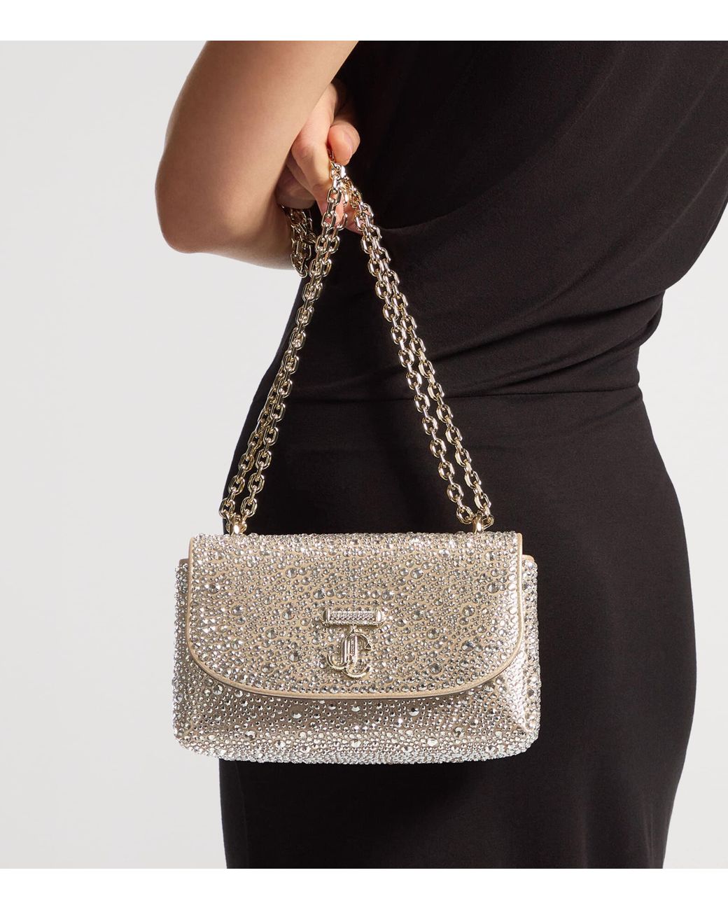 Jimmy Choo Metallic Crystal-Embellished Curve Cross-Body Bag