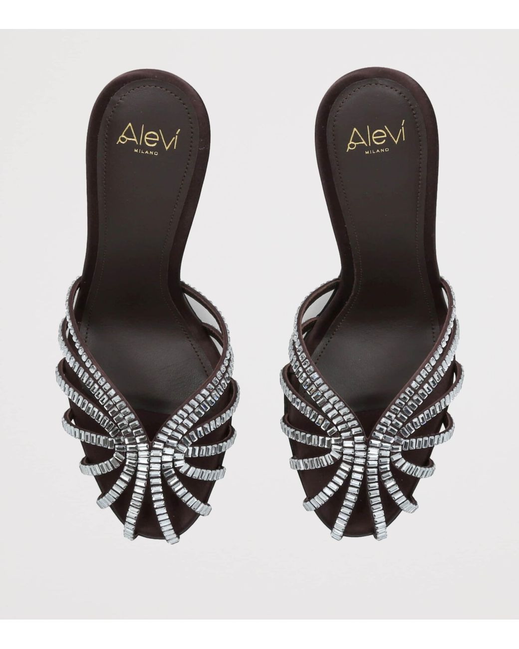 ALEVI Black Satin Emily Xtal Heeled Sandals 95