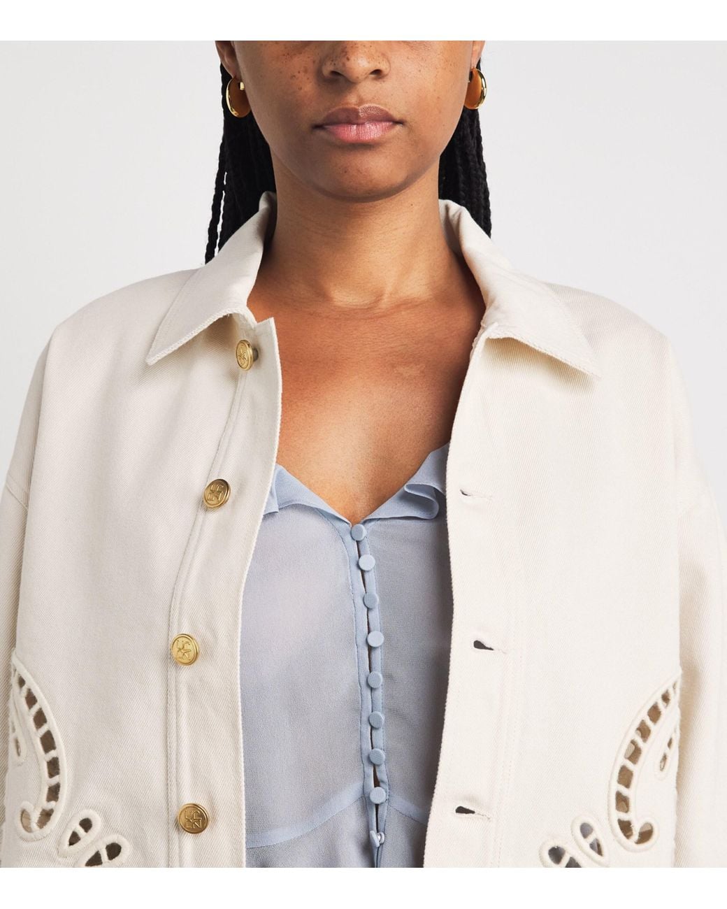 Ulla Johnson White Bobbi Eyelet Denim Jacket