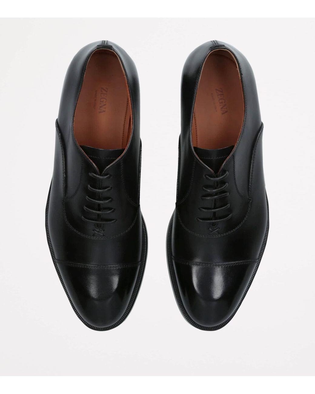 Zegna Black Leather Torino Oxford Shoes for men