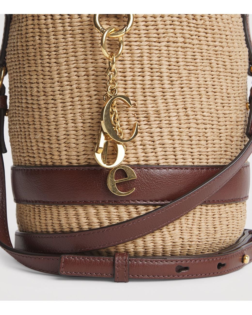 Chloé Metallic Raffia Charms Bucket Bag