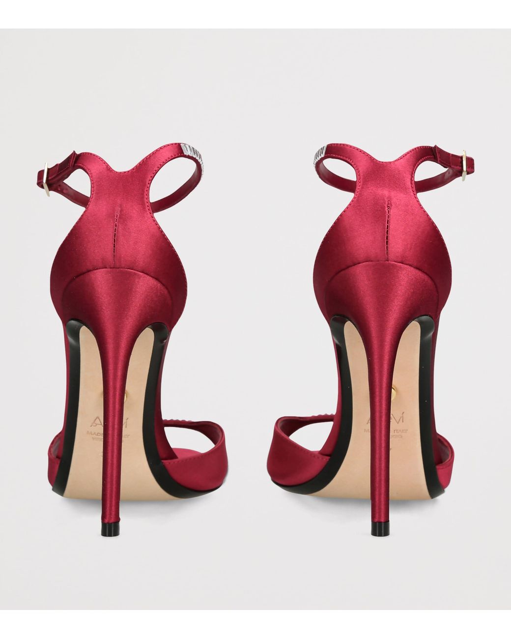 ALEVI Red Satin Ninel Xtal Heeled Sandals 110
