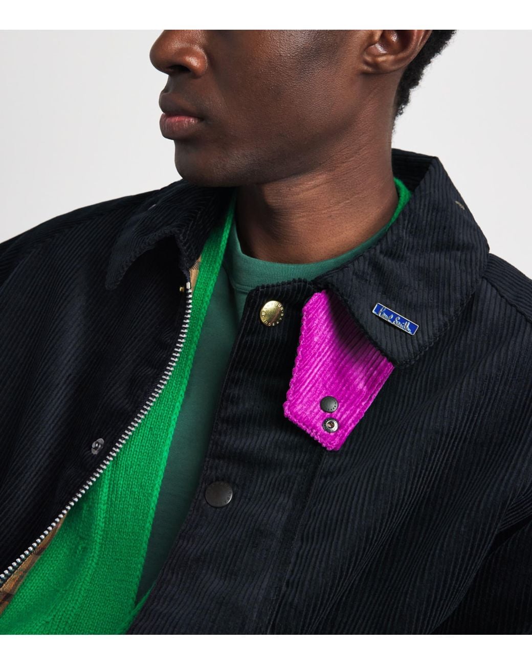 Barbour Blue X Paul Smith Logo Pin Badge