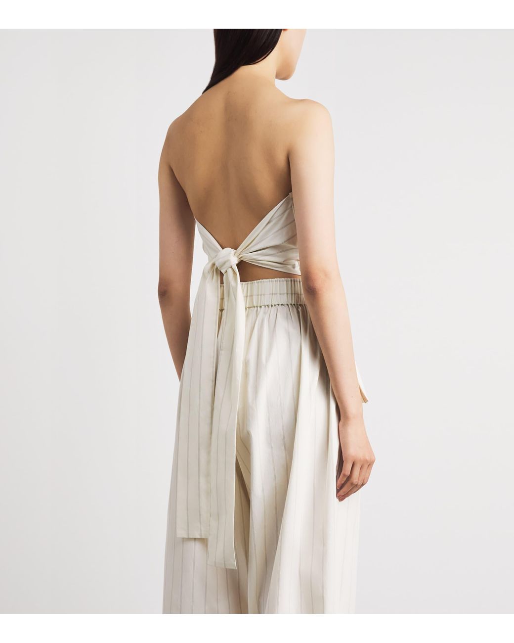 St. Agni White Pinstripe Tie-Detail Top