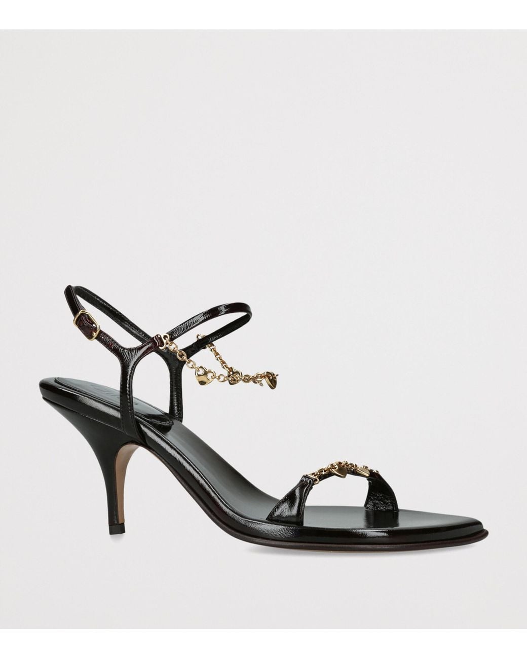 Chloé Black Patent Leather Zia Heeled Sandals 80