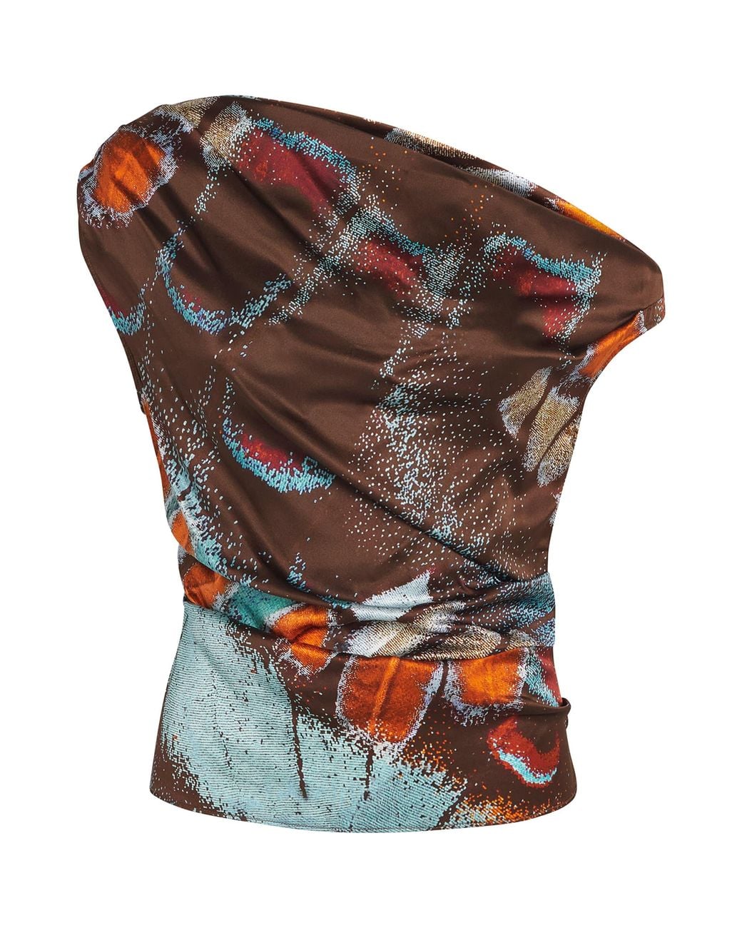 Staud Multicolor Silk-Blend Phare Asymmetric Top