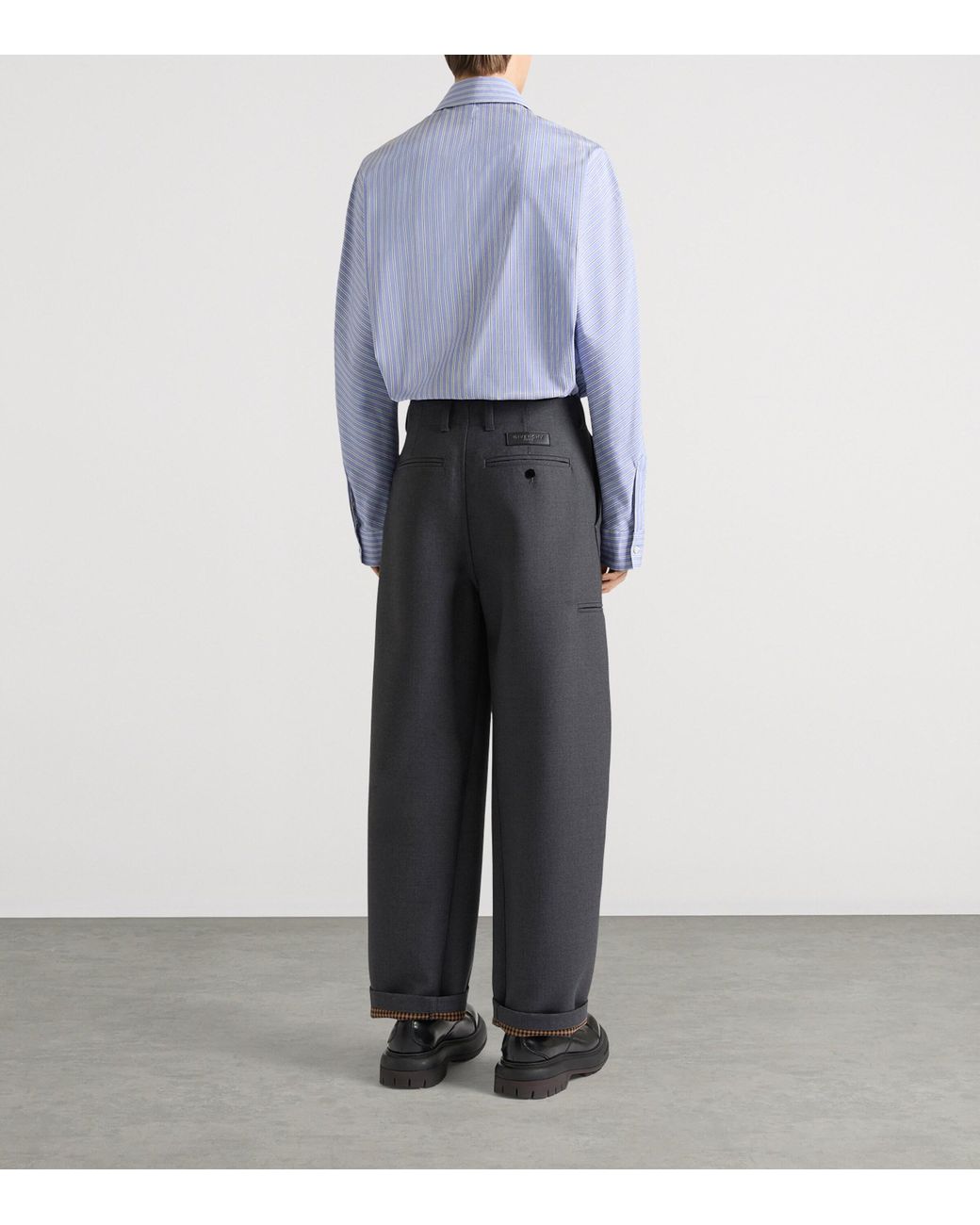 Givenchy Blue Cotton Stripe Couture Seam Shirt for men