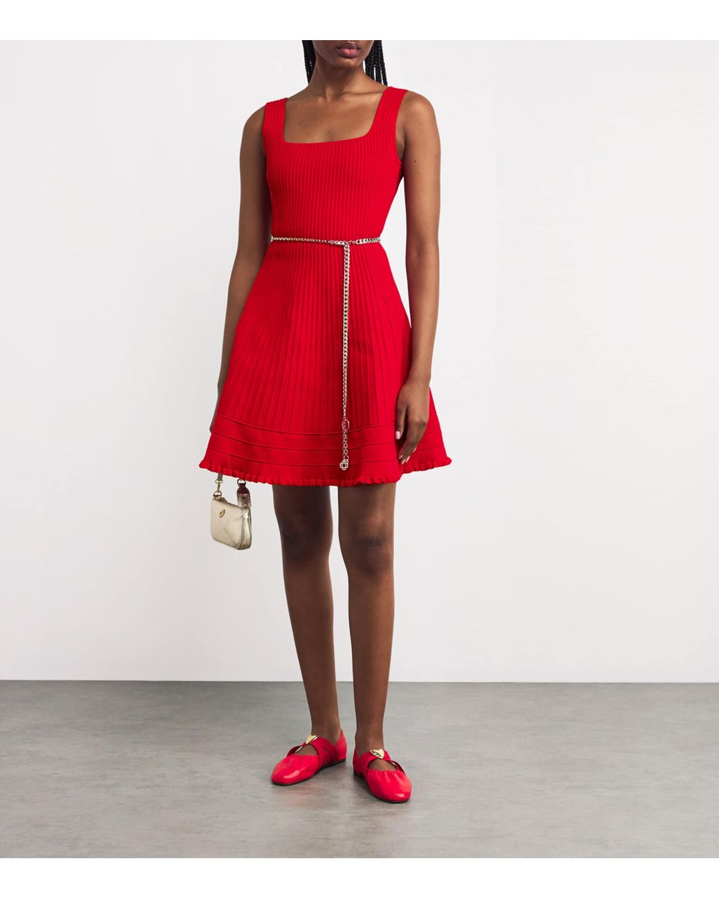 maje red knit dress Knit dress with flared skirt Navy for Women