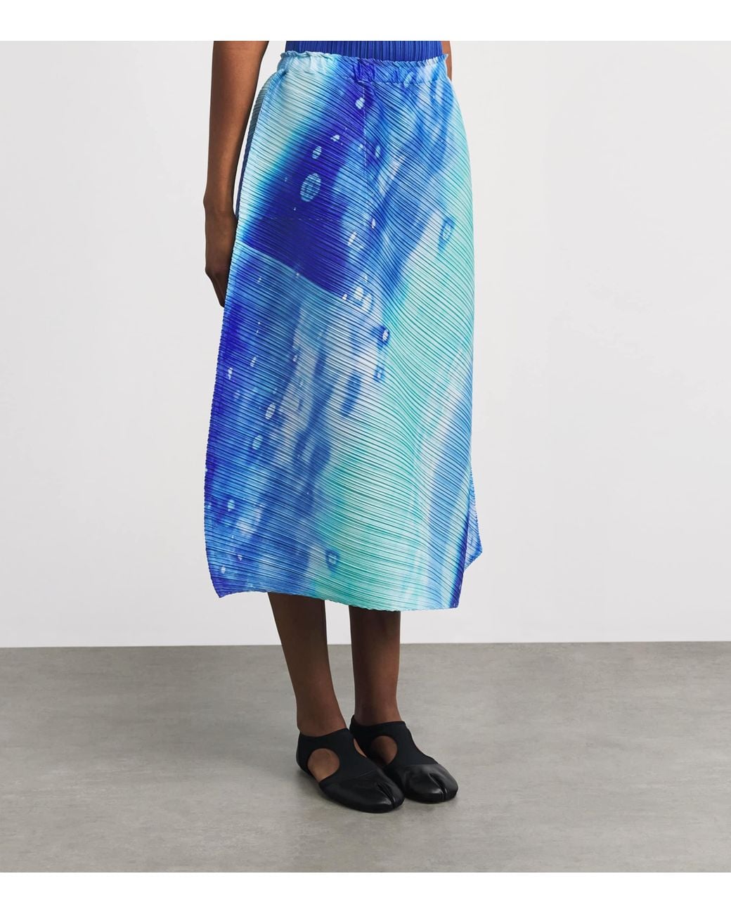 Pleats Please Issey Miyake Blue Sea Bubble Midi Skirt