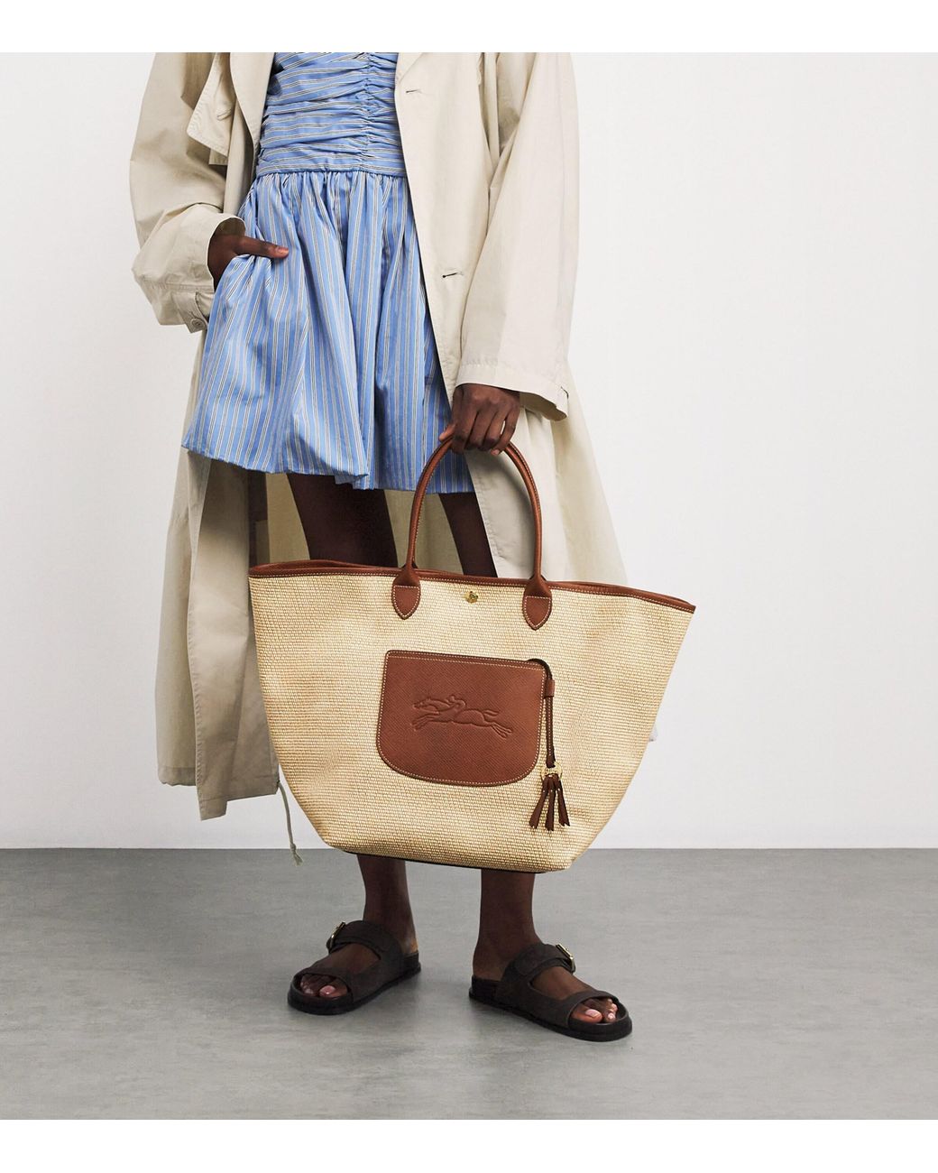 Longchamp Brown Large Le Pliage Basket Bag