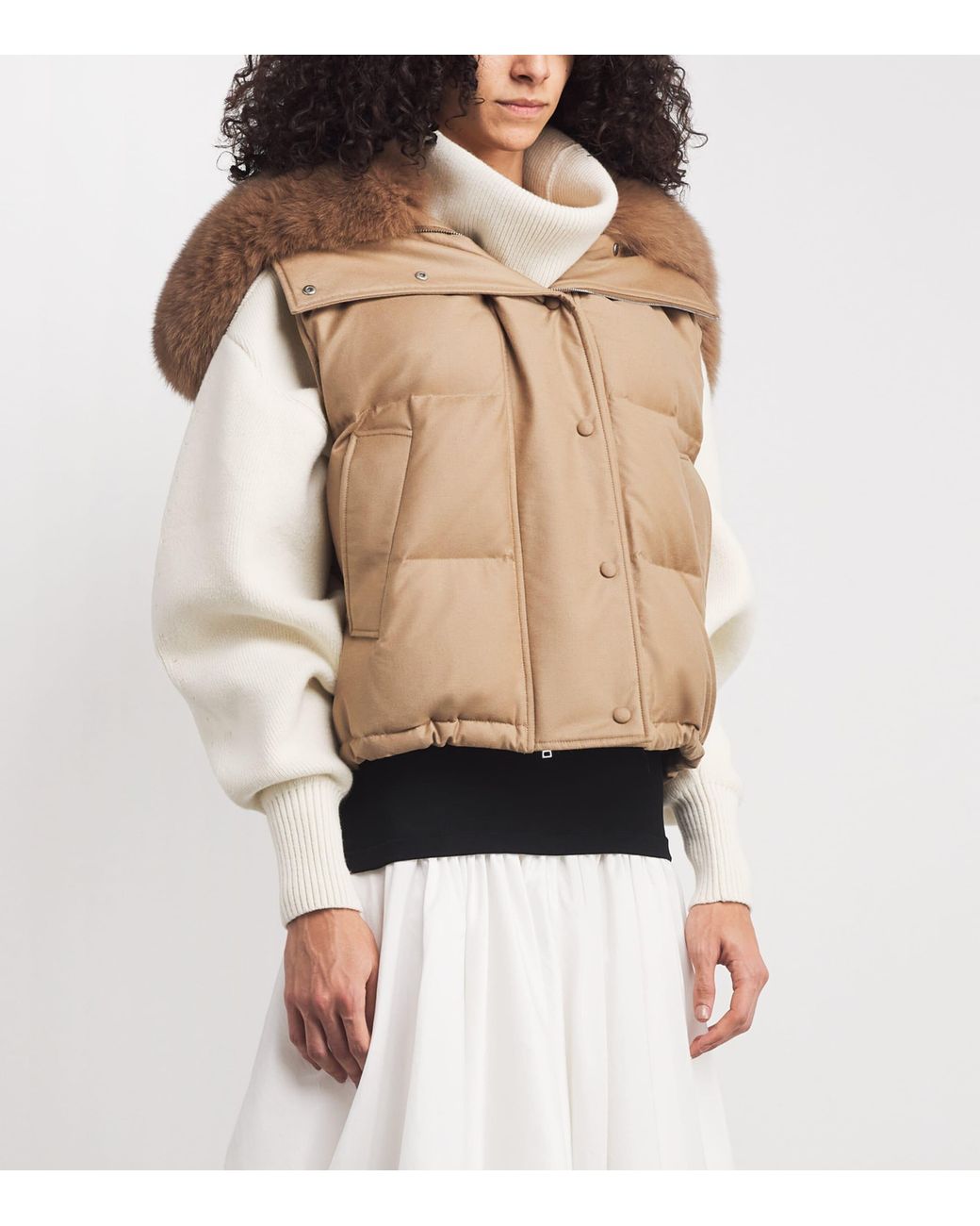 Yves Salomon Natural Down-Virgin Wool-Mink Gilet
