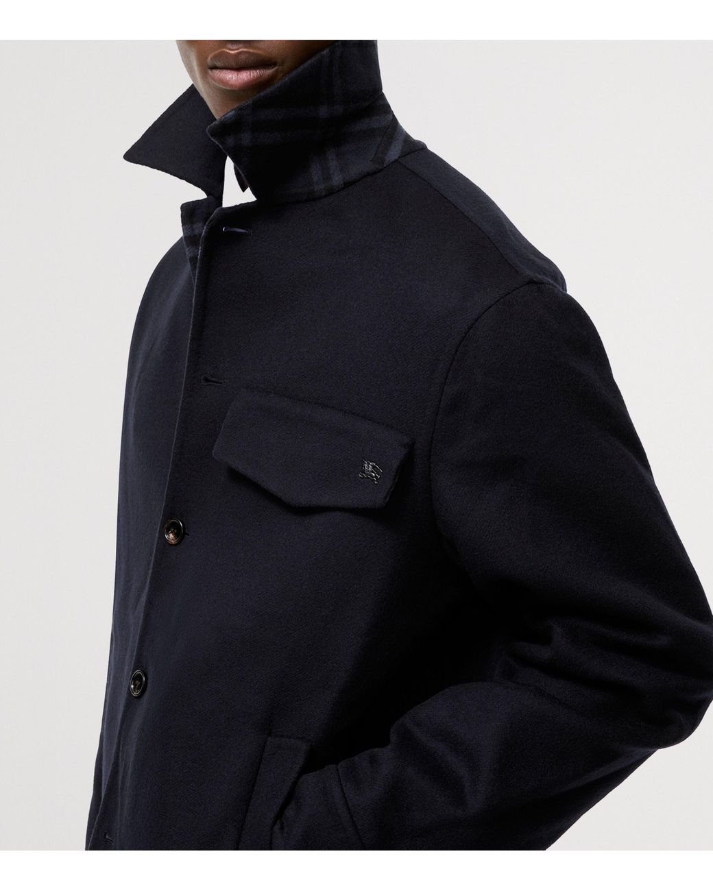 Burberry Blue Wool Shacket Overshirt for men