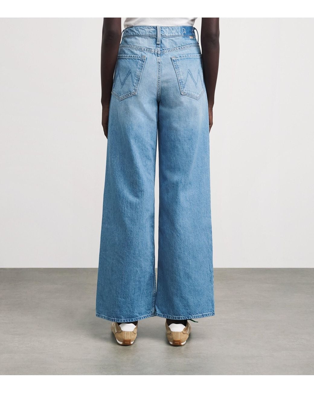 Mother Blue The Rerun Zip Sneak Wide-Leg Jeans