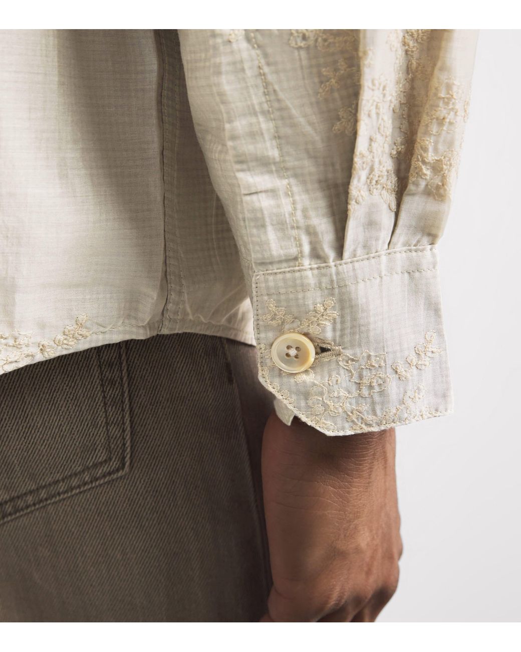 Our Legacy Natural Embroidered Floral Beyond Shirt for men