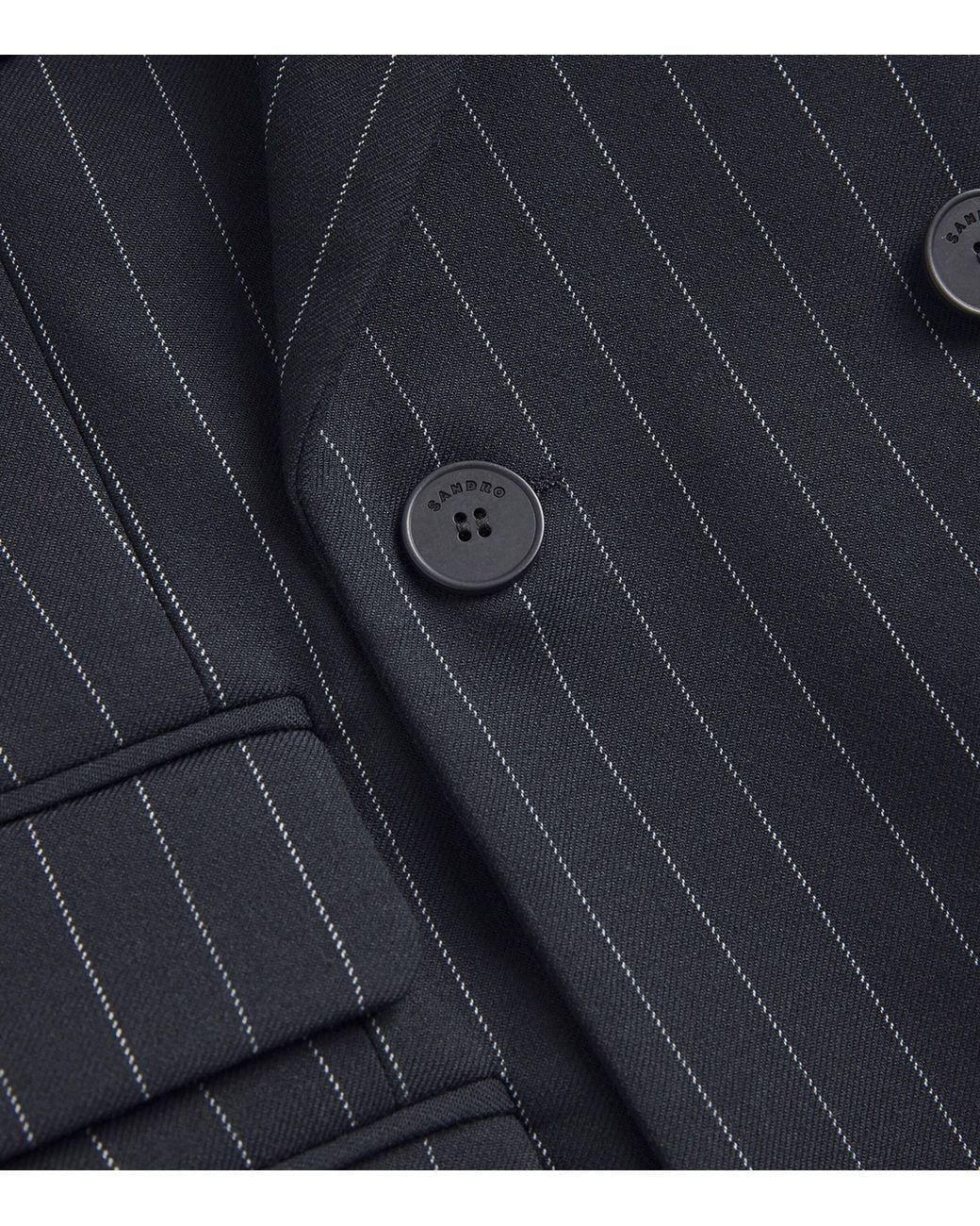 Sandro Black Striped Double-Breasted Blazer