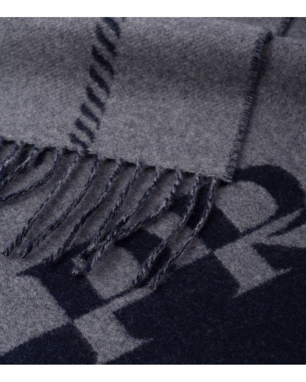 Prada Blue Wool Logo Scarf for men