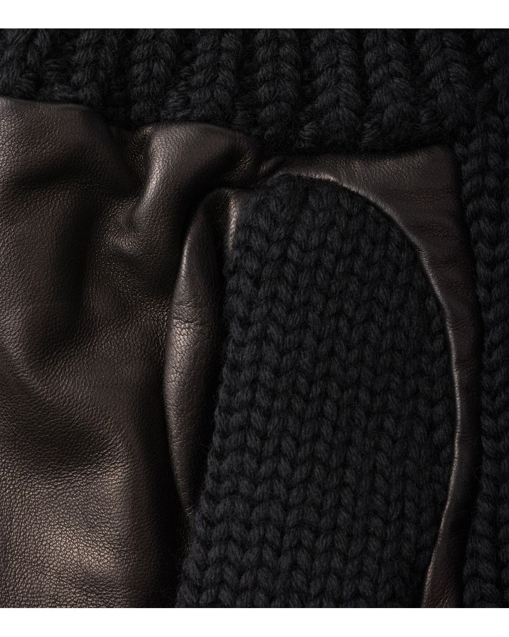 Prada Black Virgin Wool Nappa Leather-Trimmed Gloves for men