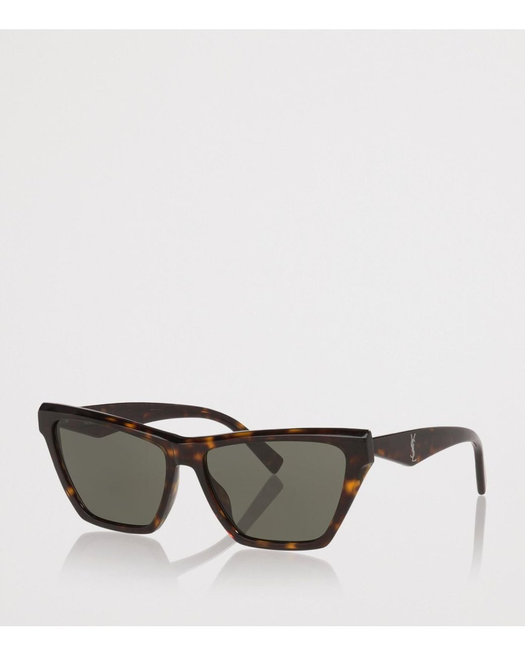Saint Laurent Gray Acetate Cat Eye Sunglasses