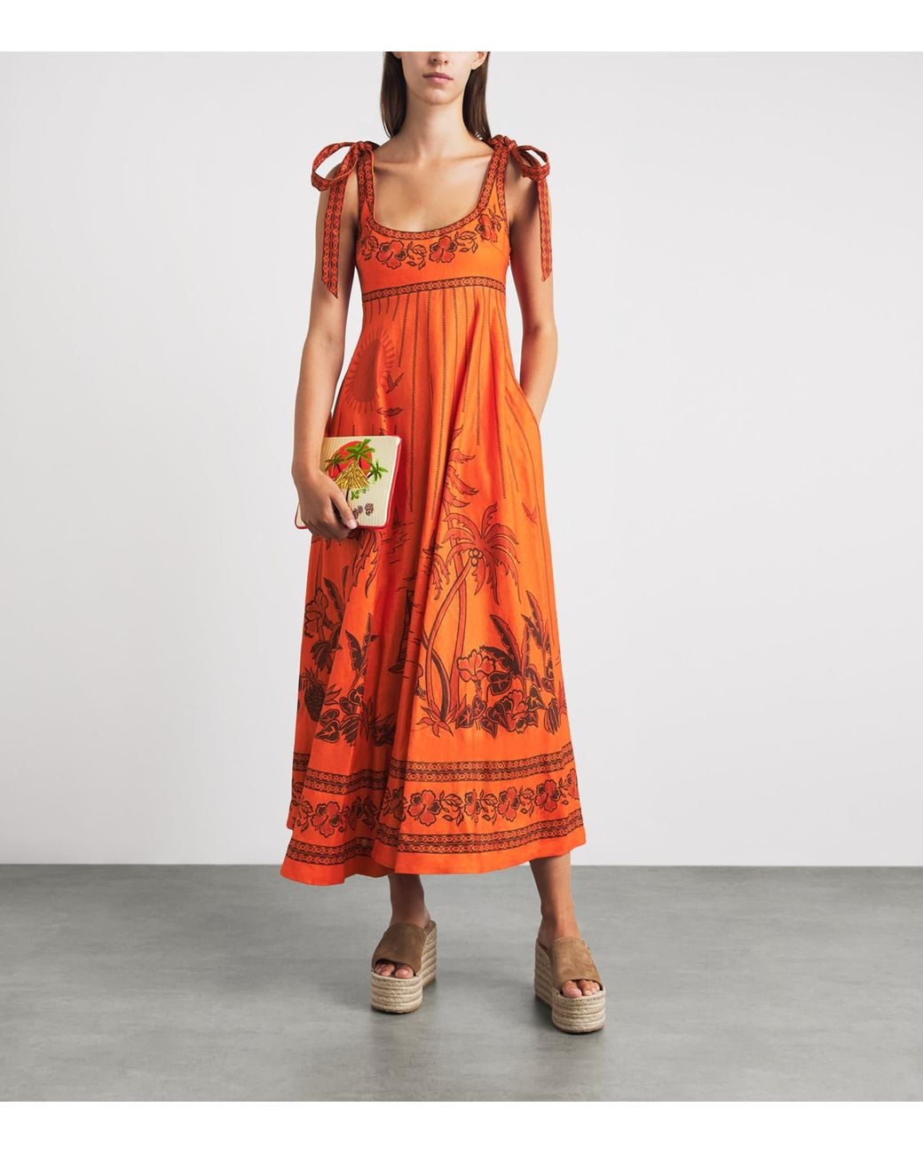 ALÉMAIS Orange Linen Boathouse Shift Dress