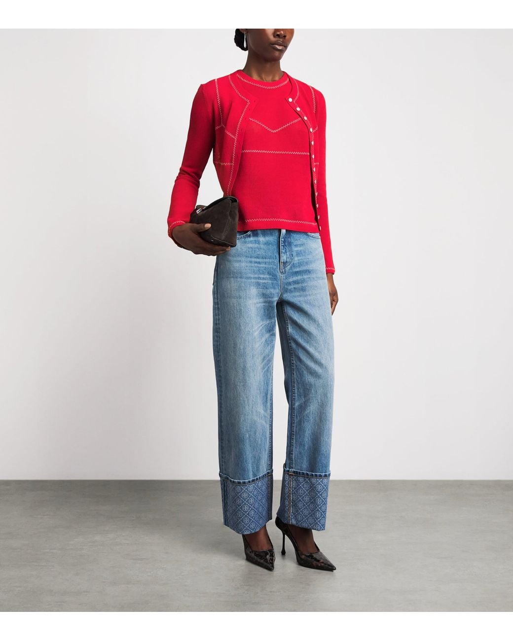 Tory Burch Red Stitch Top
