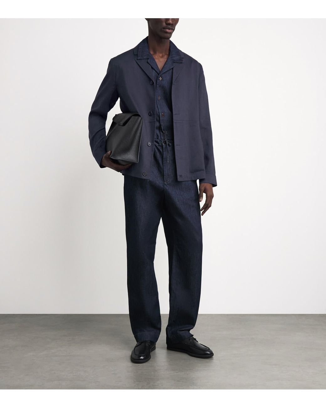 Corneliani Blue Linen-Wool Overshirt for men