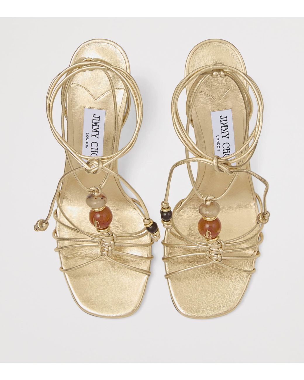 Jimmy Choo Lova 85 Metallic Leather Wedge Sandals