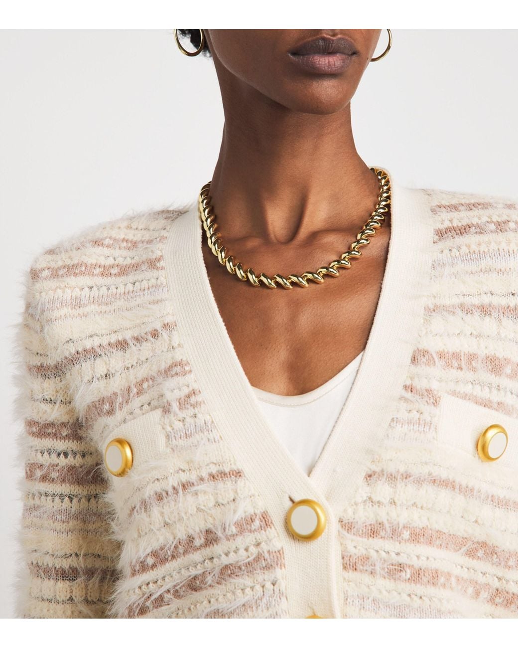 L'Agence White Stripe Ariadne Cardigan