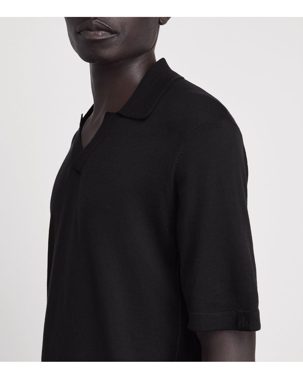 Rag & Bone Black Silk-Cotton Conrad Polo Shirt for men
