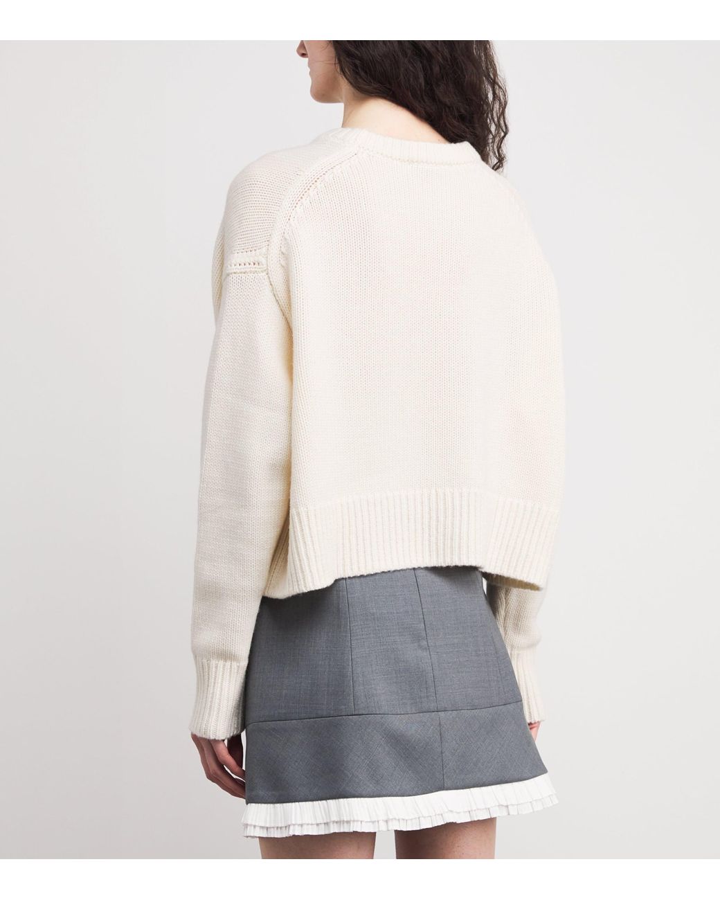 Maje White Wool-Cashmere Brooch Sweater