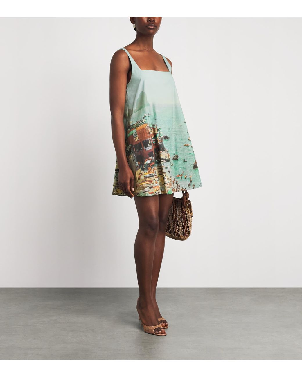 Staud Green Endless Summer Print Brio Mini Dress